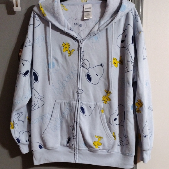 Peanuts Jackets & Blazers - Peanuts Snoopy and Woodstock Kids Hoodie - Light Blue